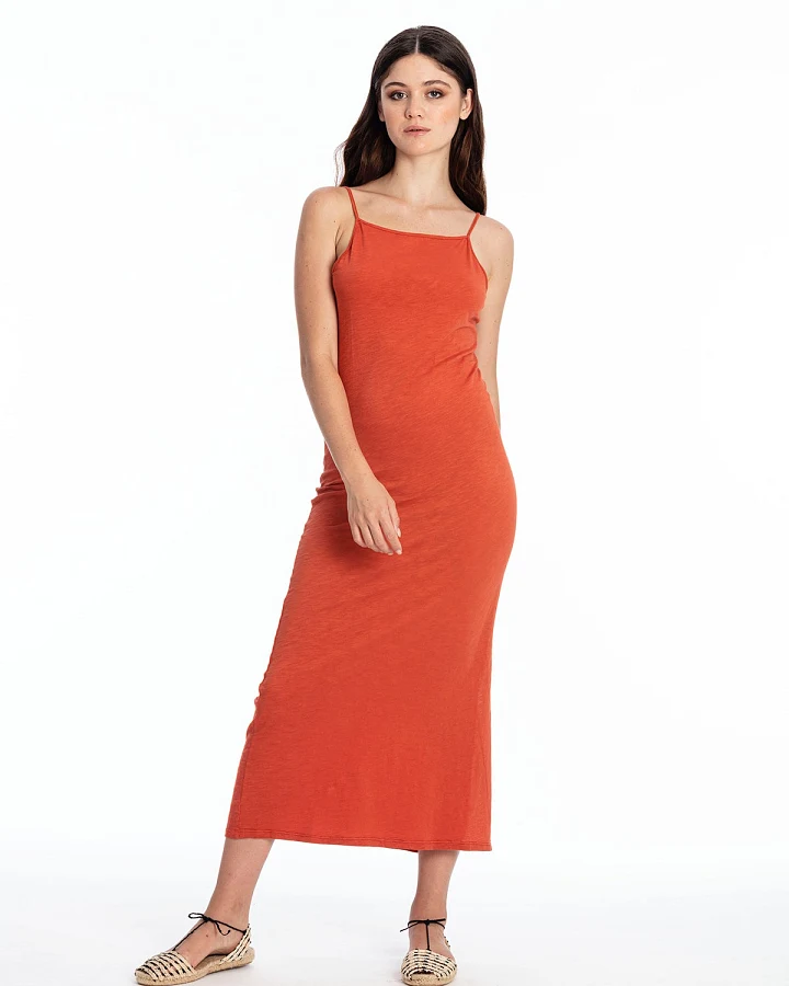 RAVENS VIEW IBIZA Damen vegan Kleid Farah Terracotta Orange