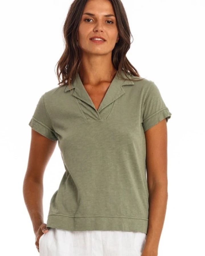 RAVENS VIEW IBIZA Damen vegan Polo T-Shirt Alexa Khaki Grün