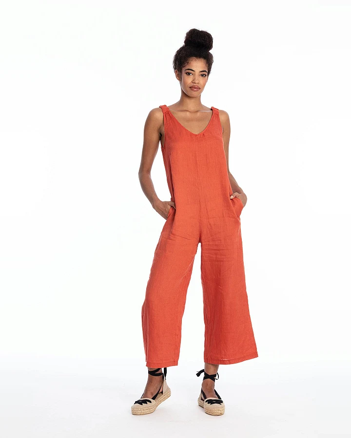 RAVENS VIEW IBIZA Damen vegan Jumpsuit Menorca Terracotta Orange