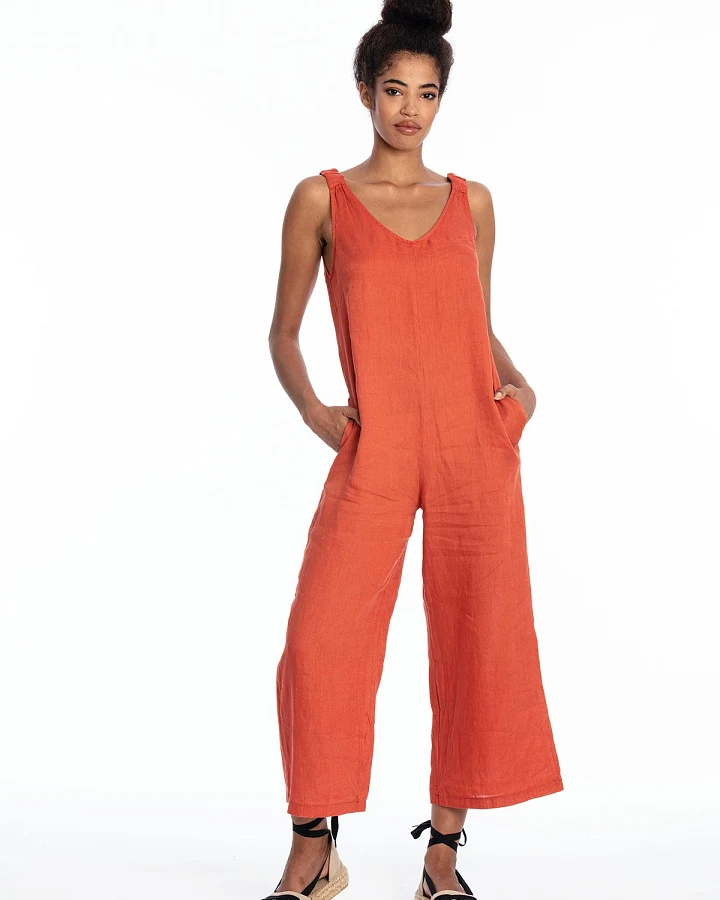RAVENS VIEW IBIZA Damen vegan Jumpsuit Menorca Terracotta Orange