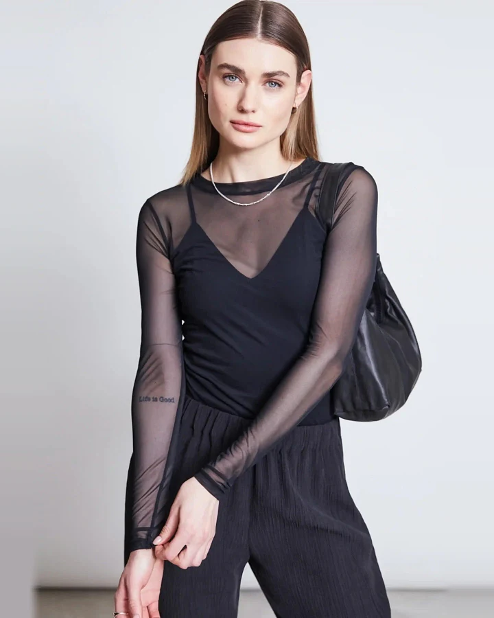 Longsleeve Dora Mesh Schwarz