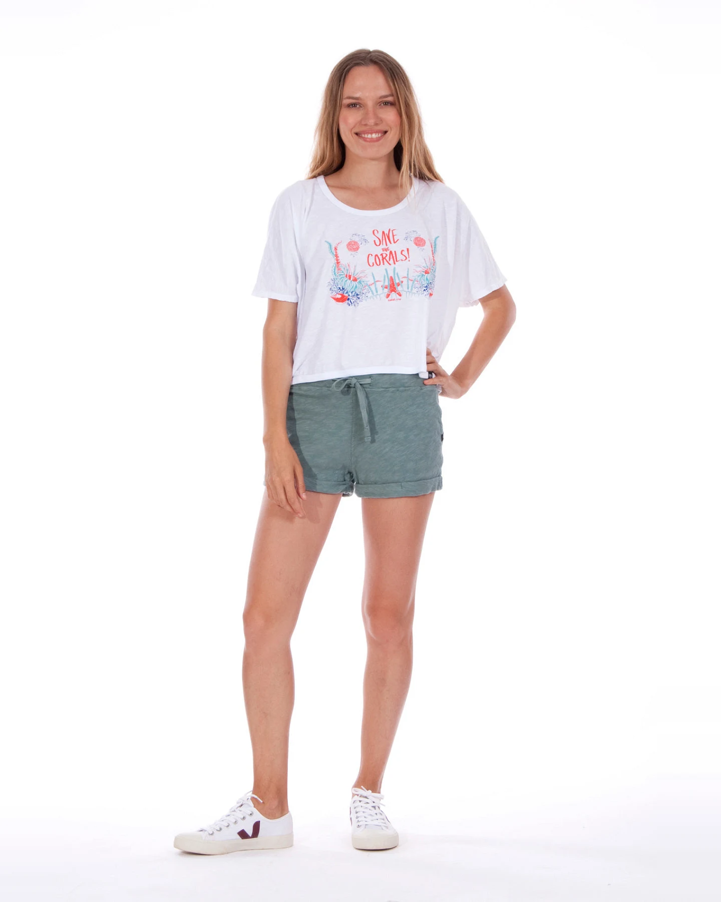 RAVENS VIEW IBIZA Damen vegan Mini Shorts Sunset Chinois Grün – Ansicht 2