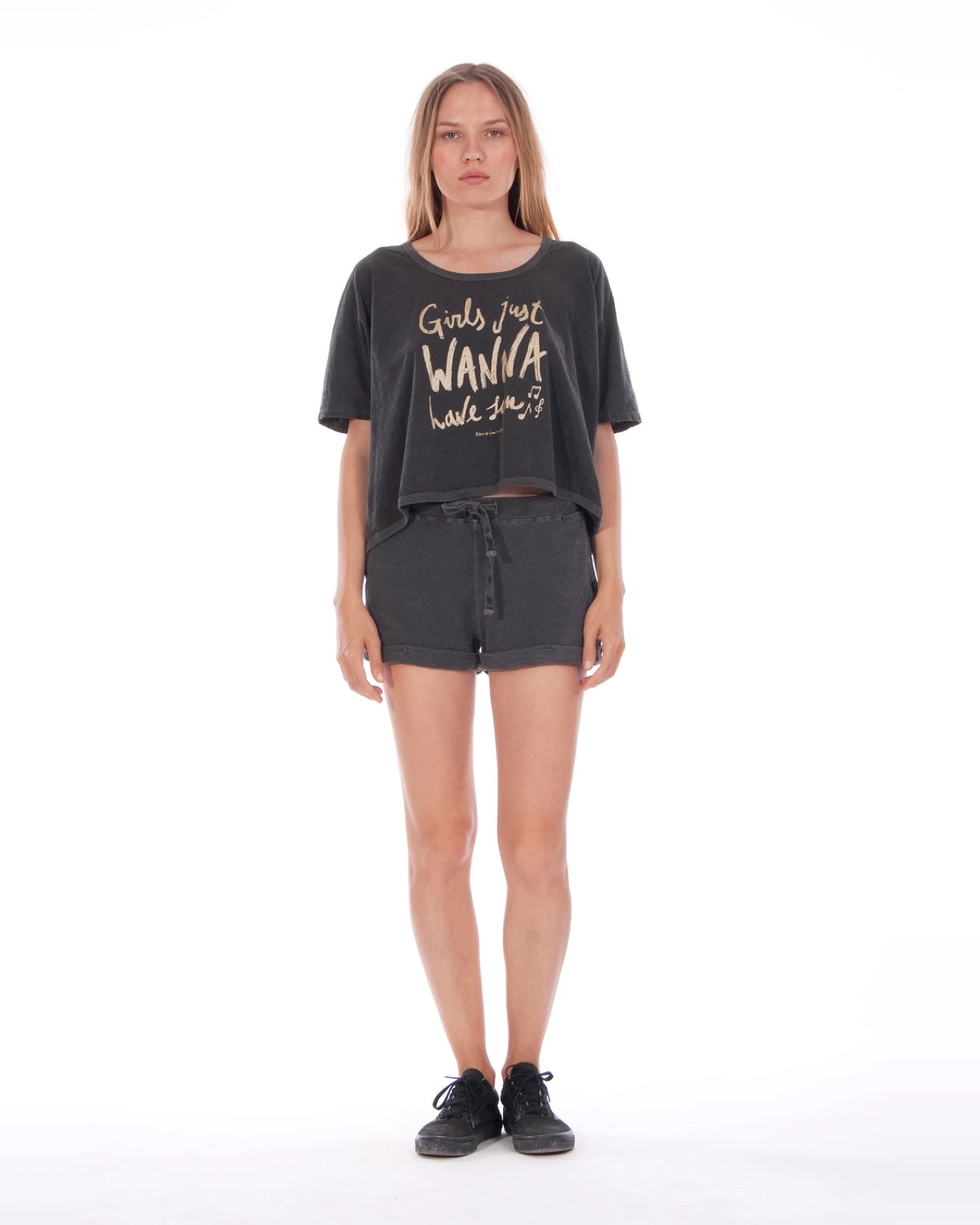 RAVENS VIEW IBIZA Damen vegan Mini Shorts Sunset Anthrazitgrau – Ansicht 2