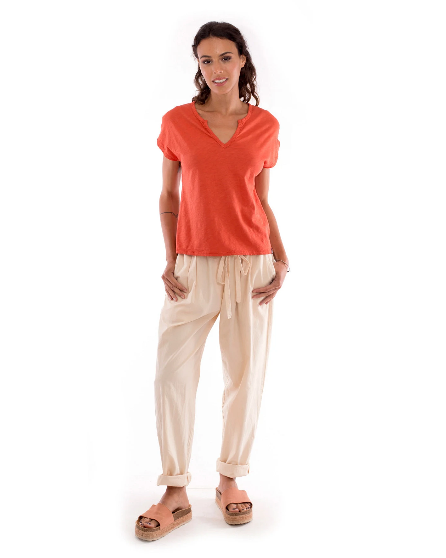 RAVENS VIEW IBIZA Damen vegan Hose Santorini Sand Beige – Ansicht 2