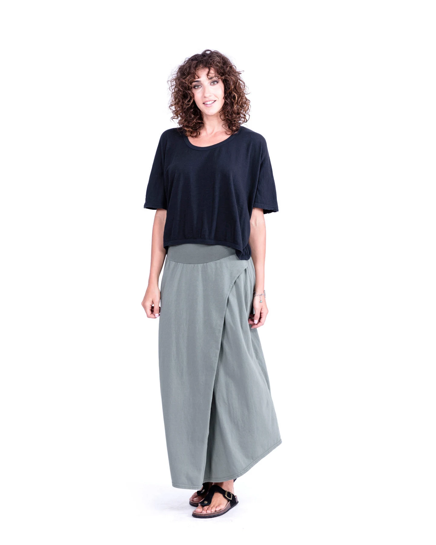 RAVENS VIEW IBIZA Damen vegan Rock Pareo Khaki Grün – Ansicht 2