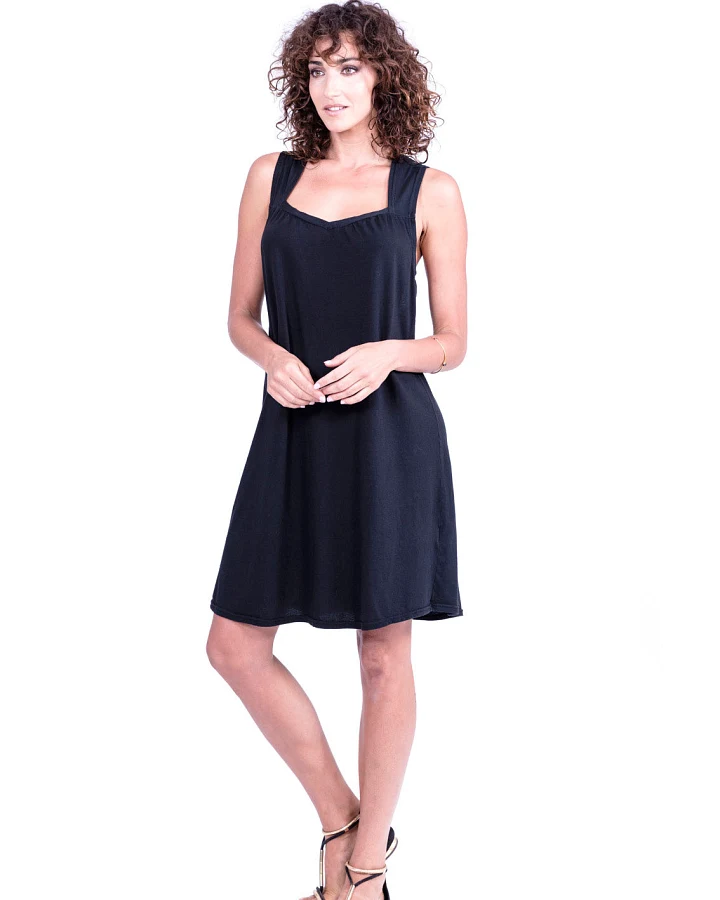 RAVENS VIEW IBIZA Damen vegan Kleid Capri Schwarz