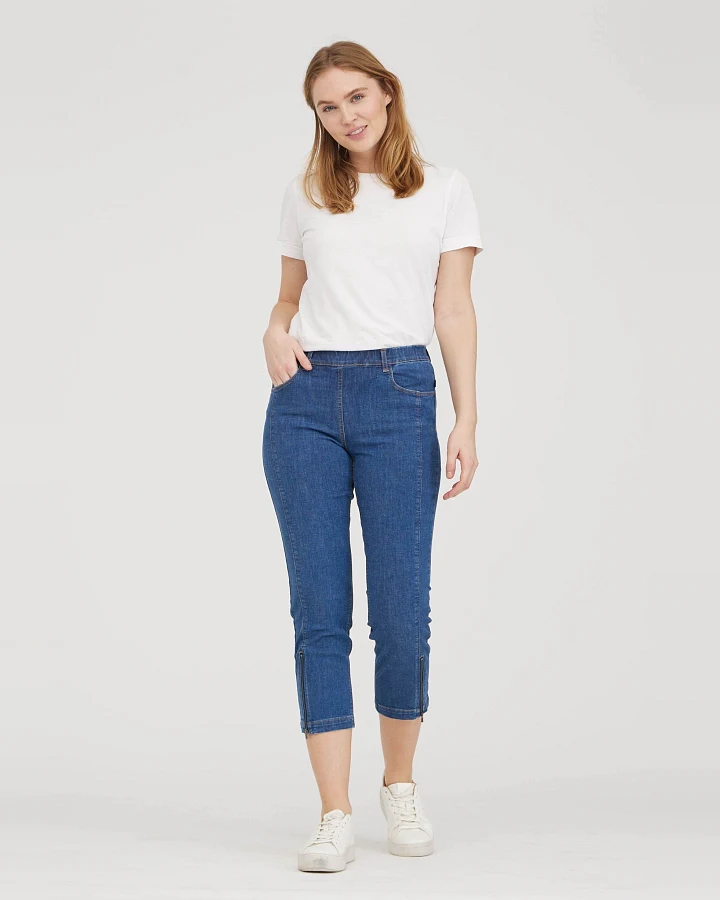 LAURIE Damen vegan Jeans Piper Regular Crop Blue Denim