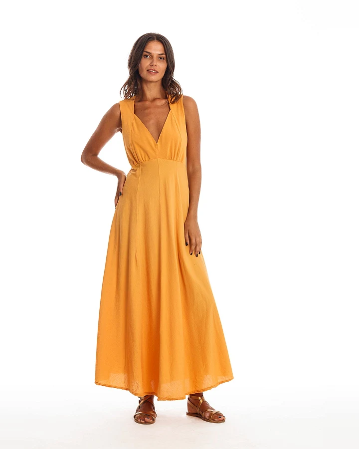 RAVENS VIEW IBIZA Damen vegan Kleid Wien Gold Sand Gelb