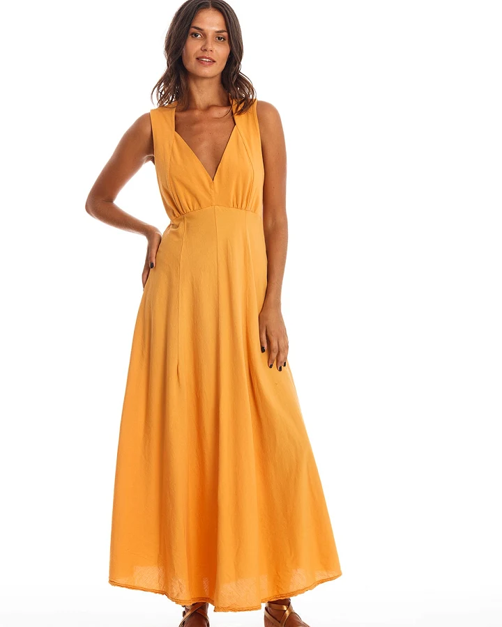 RAVENS VIEW IBIZA Damen vegan Kleid Wien Gold Sand Gelb