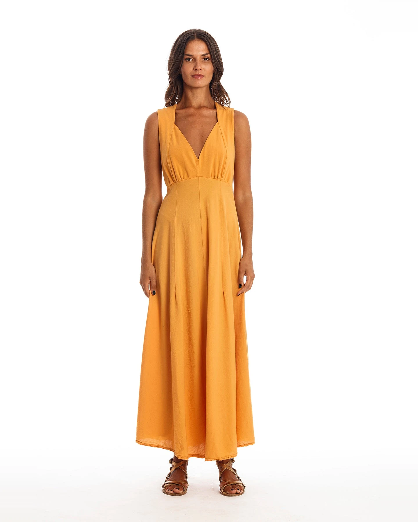 RAVENS VIEW IBIZA Damen vegan Kleid Wien Gold Sand Gelb – Ansicht 2
