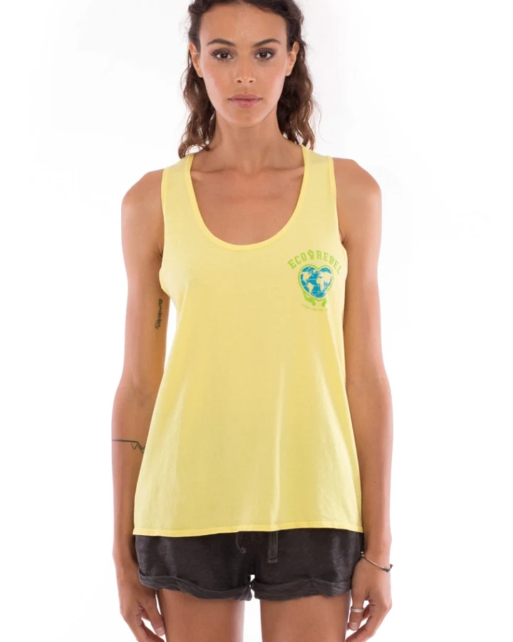 RAVENS VIEW IBIZA Damen vegan Top Eco Rebel Limonengelb
