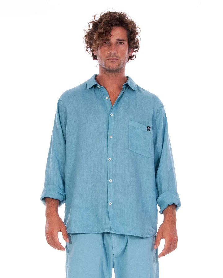 RAVENS VIEW IBIZA Herren vegan Hemd Lennon Cameo Blau
