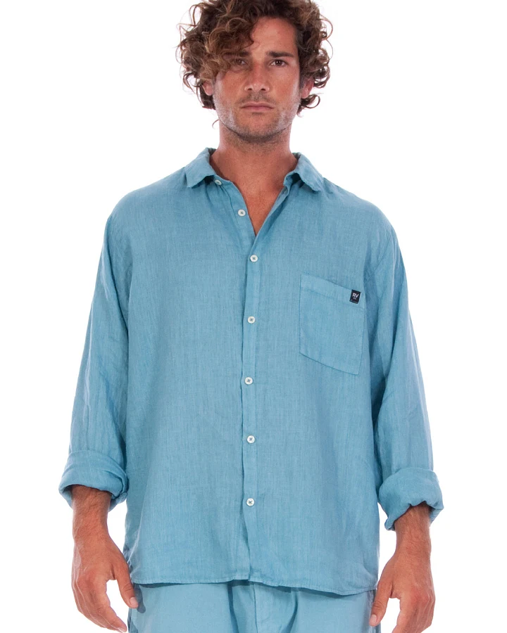 RAVENS VIEW IBIZA Herren vegan Hemd Lennon Cameo Blau