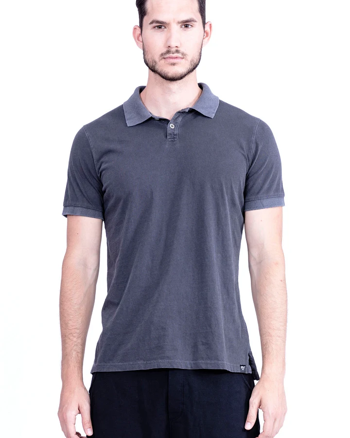 RAVENS VIEW IBIZA Herren vegan Polo-T-Shirt Anthrazitgrau