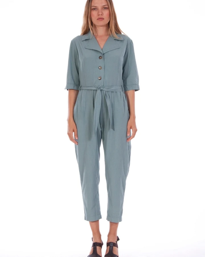 RAVENS VIEW IBIZA Damen vegan Jumpsuit Chic Mono Chinois Grün