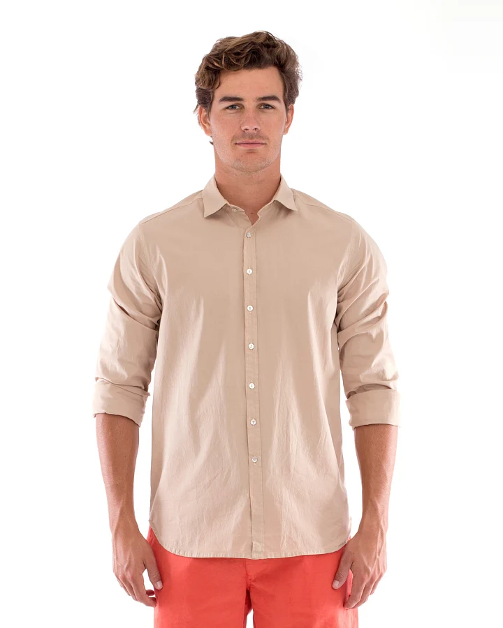 RAVENS VIEW IBIZA Herren vegan Hemd Phoenix Sand Beige