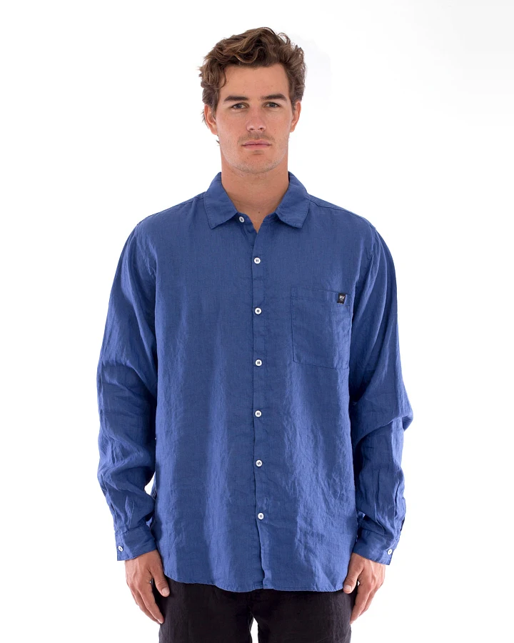 RAVENS VIEW IBIZA Herren vegan Hemd Lennon Klein Blau
