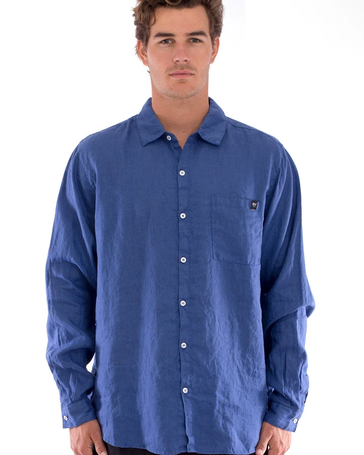 RAVENS VIEW IBIZA Herren vegan Hemd Lennon Klein Blau