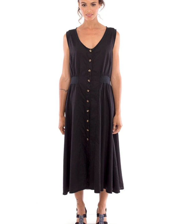 RAVENS VIEW IBIZA Damen vegan Kleid Penelope Schwarz
