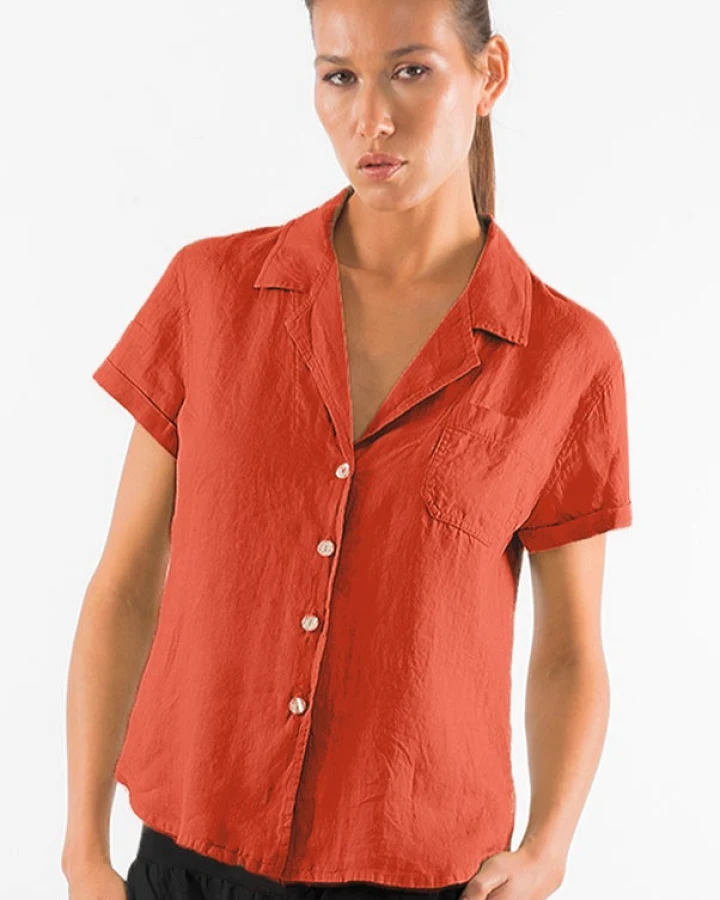 RAVENS VIEW IBIZA Damen vegan Hemd Elly Terracotta Orange