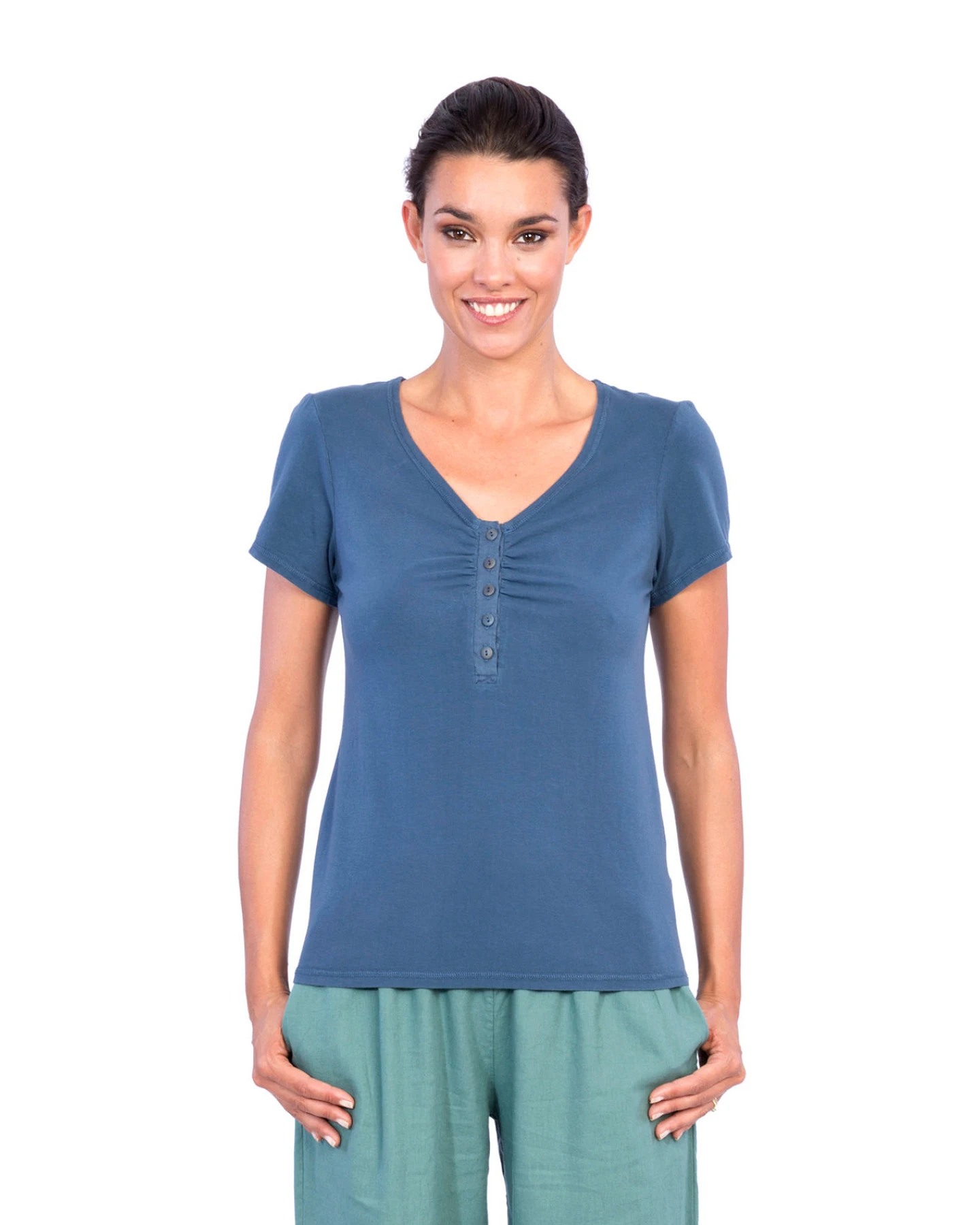 RAVENS VIEW IBIZA Damen vegan Top Safari Denim Blau – Ansicht 2