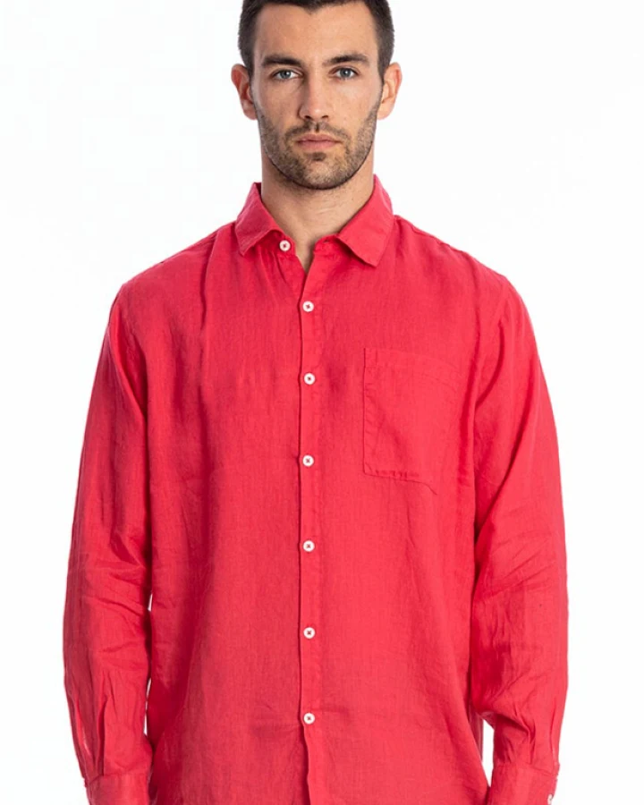 RAVENS VIEW IBIZA Herren vegan Hemd Lennon Electric Rot