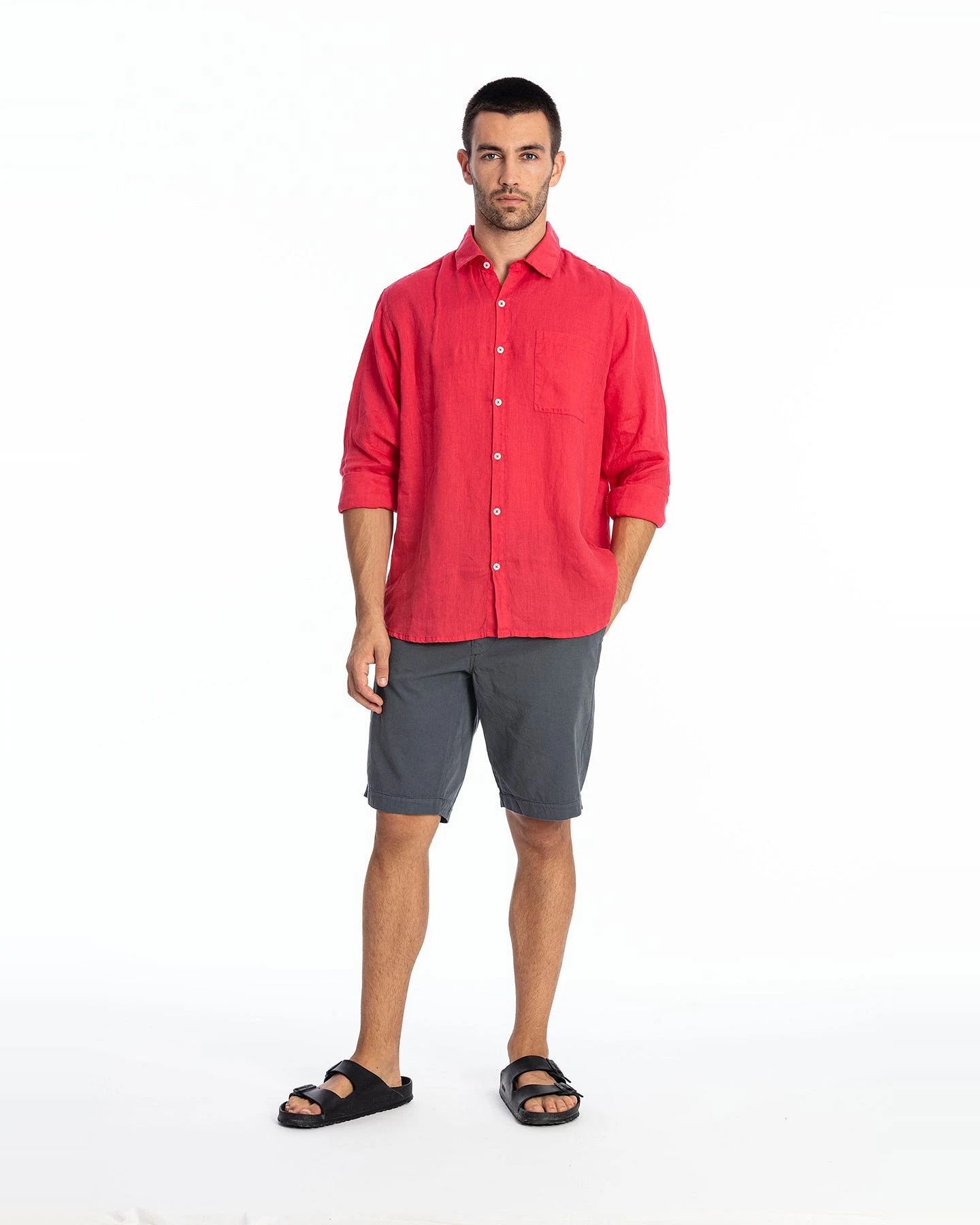 RAVENS VIEW IBIZA Herren vegan Hemd Lennon Electric Rot – Ansicht 2