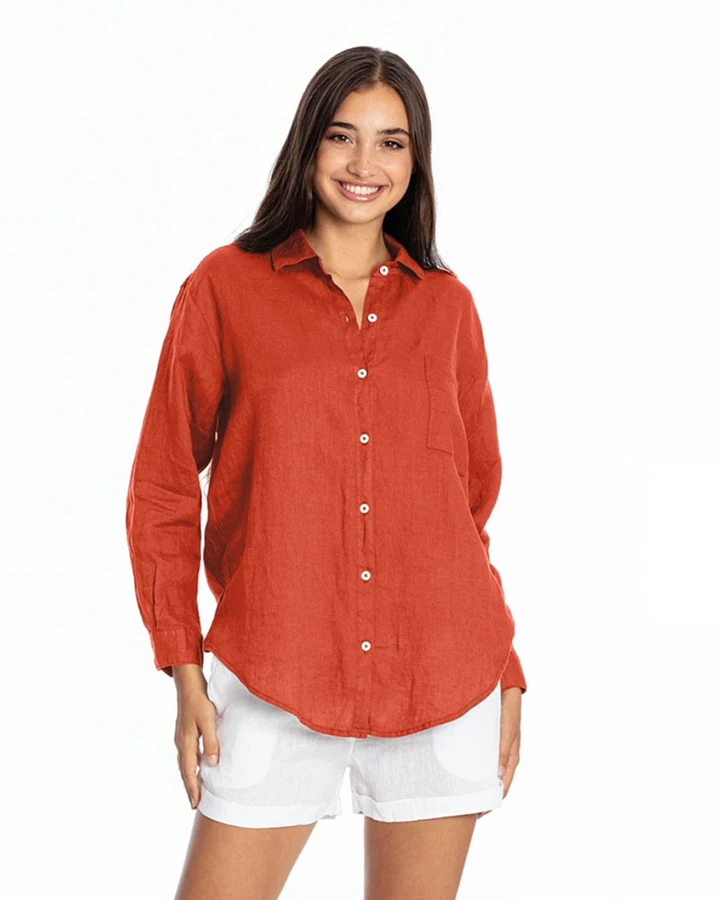 RAVENS VIEW IBIZA Damen vegan Hemd Monet Terracotta Orange