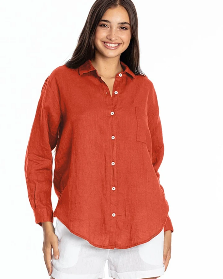 RAVENS VIEW IBIZA Damen vegan Hemd Monet Terracotta Orange