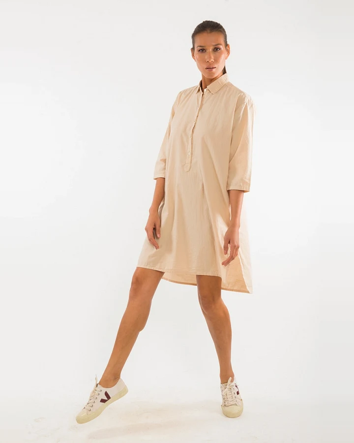 RAVENS VIEW IBIZA Damen vegan Shirtkleid Isla Sand Beige
