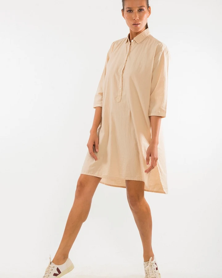 RAVENS VIEW IBIZA Damen vegan Shirtkleid Isla Sand Beige