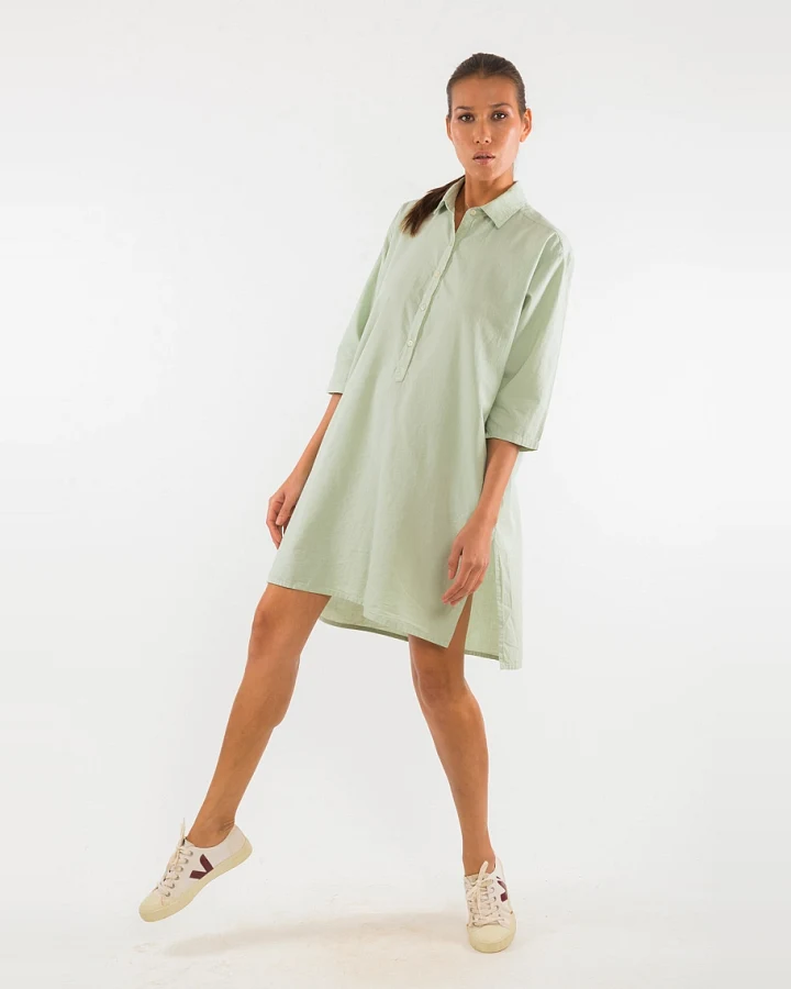 RAVENS VIEW IBIZA Damen vegan Hemdkleid Isla Light Aloe Grün