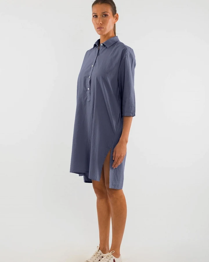 RAVENS VIEW IBIZA Damen vegan Hemdkleid Isla Anthrazitgrau