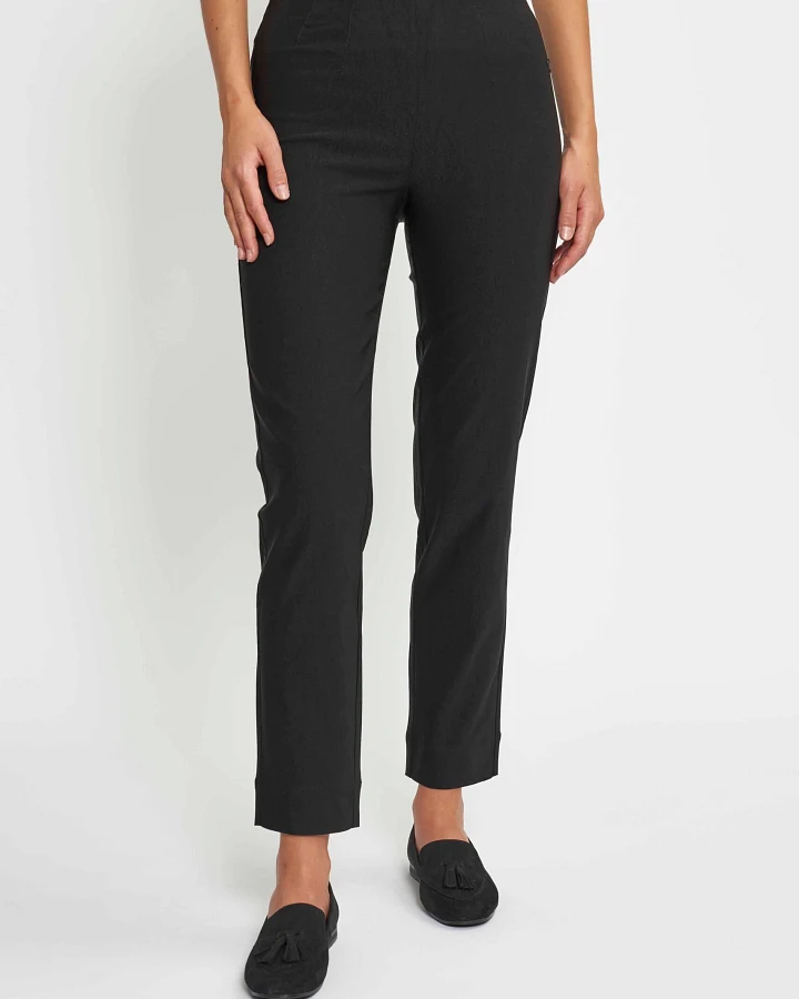 LAURIE Damen vegan Hose Betty Regular Sl Schwarz Gebürstet