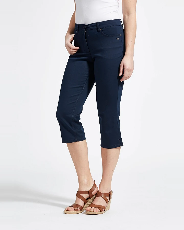 LAURIE Damen vegan Hose Charlotte Regular Capri Ml Marineblau