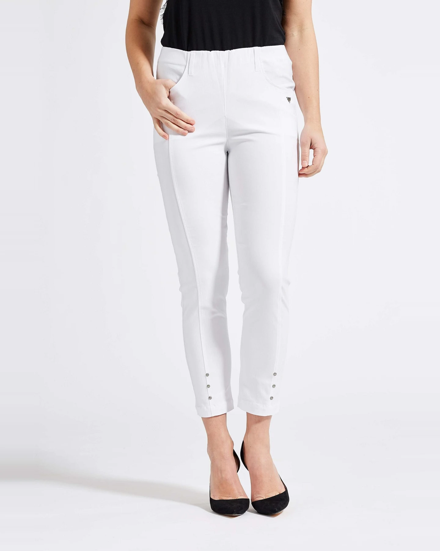 LAURIE Damen vegan Hose Chloe Slim Crop Weiß – Ansicht 2