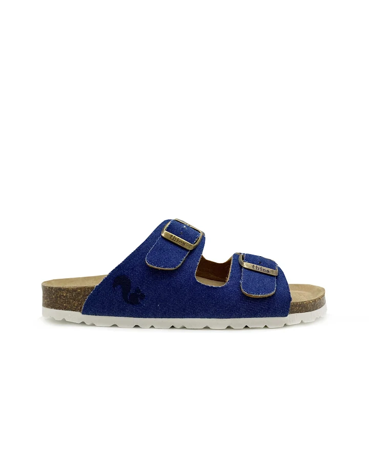 thies Damen vegan Sandalen Rec Denim Blau