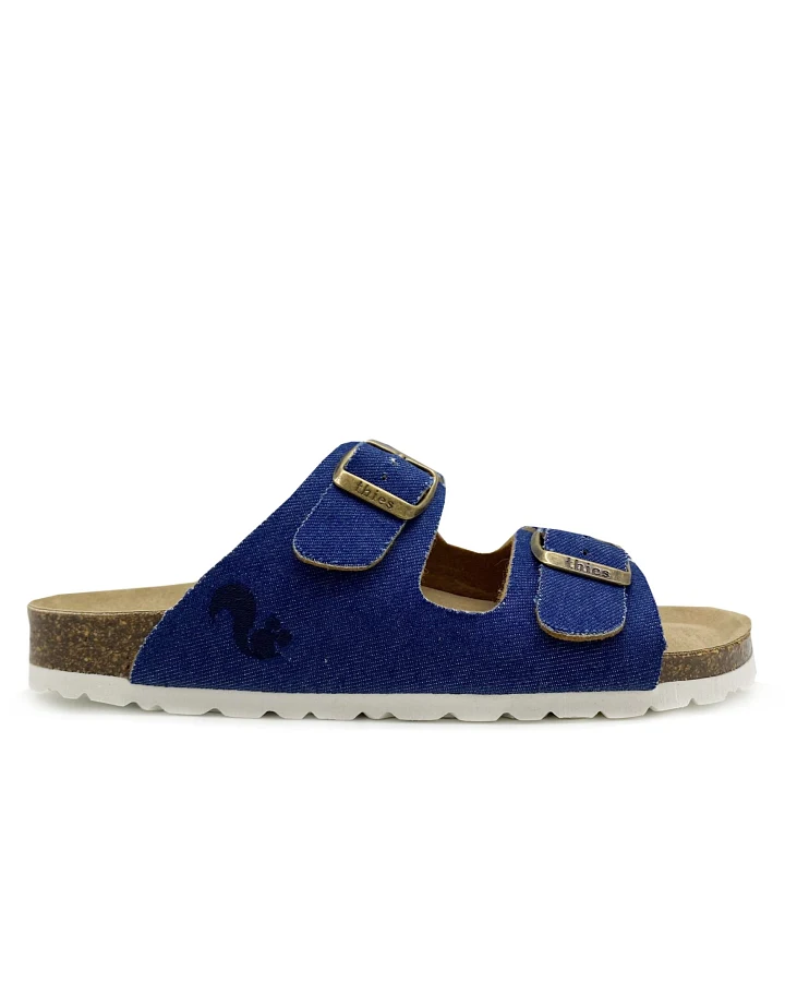 thies Damen vegan Sandalen Rec Denim Blau