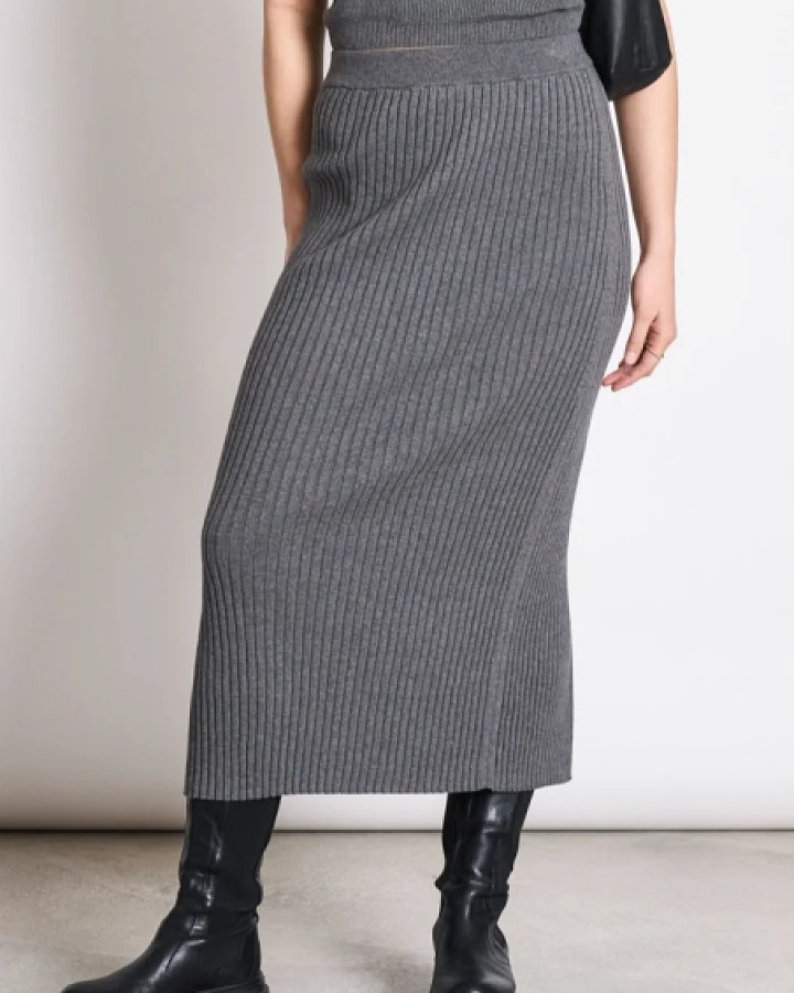 JAN 'N JUNE Damen vegan Strickrock Ebba Dunkelgrau