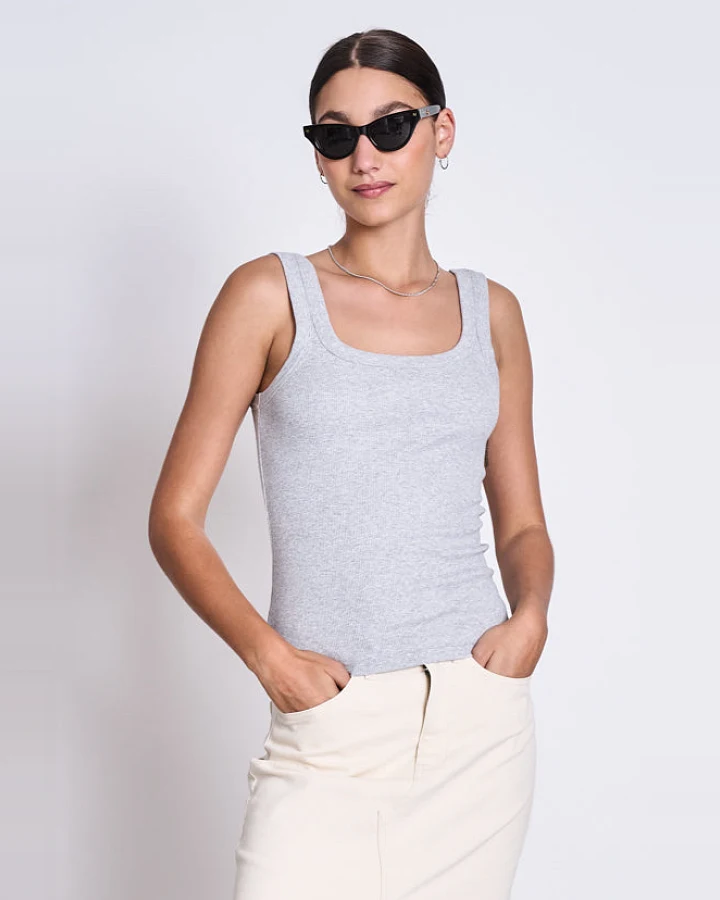 JAN 'N JUNE Damen vegan Rib Top Talli Talli Hellgrau