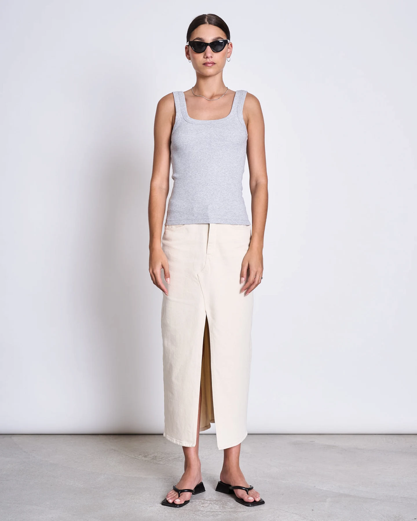 JAN 'N JUNE Damen vegan Rib Top Talli Talli Hellgrau – Ansicht 2