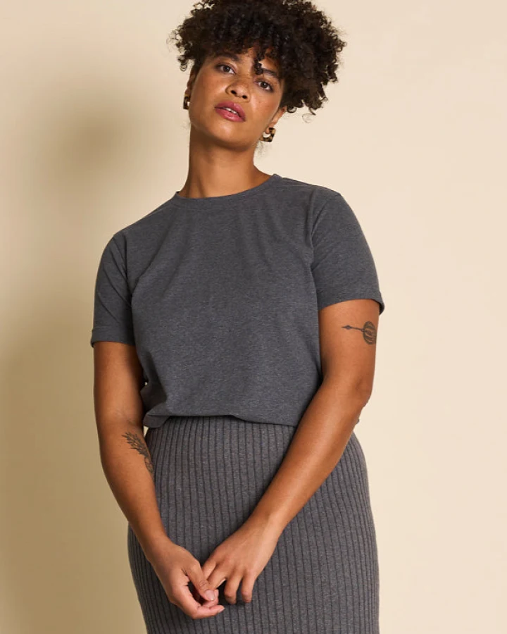 JAN 'N JUNE Damen vegan T-Shirt Boy Dunkelgrau
