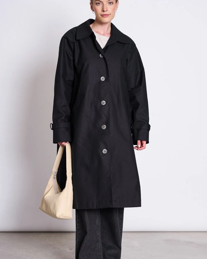JAN 'N JUNE Damen vegan Mantel Tagus Schwarz