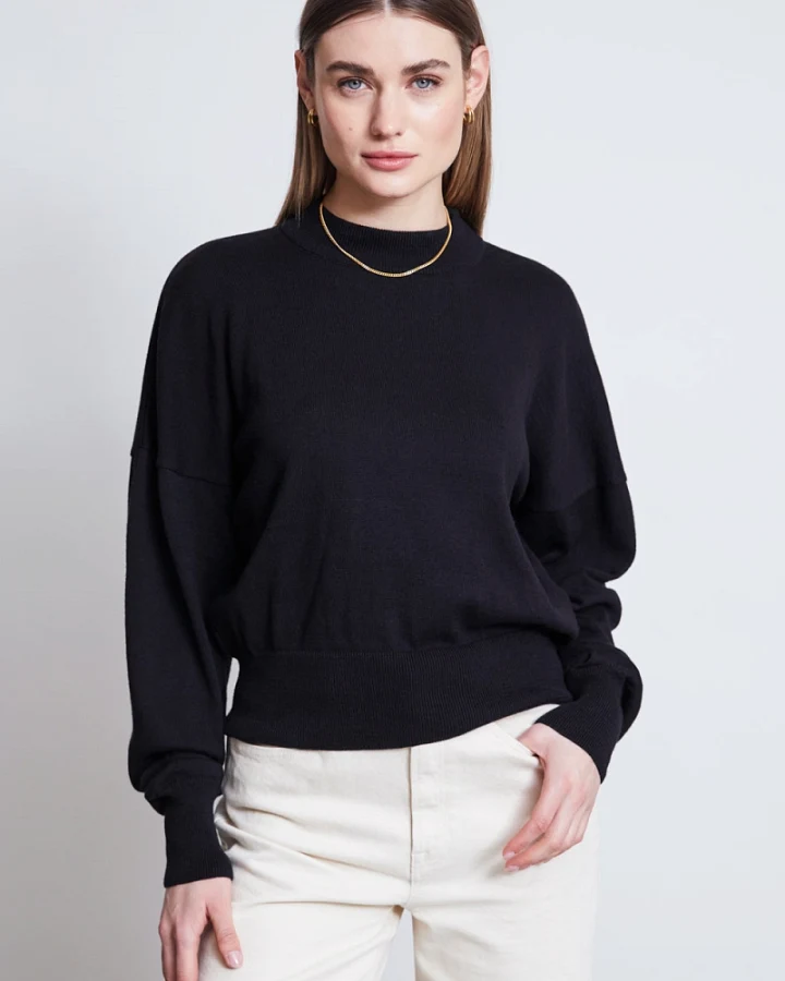 JAN 'N JUNE Damen vegan Pullover Yin Schwarz