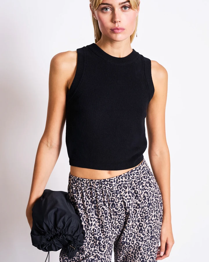 JAN 'N JUNE Damen vegan Strick-Top Garda Schwarz