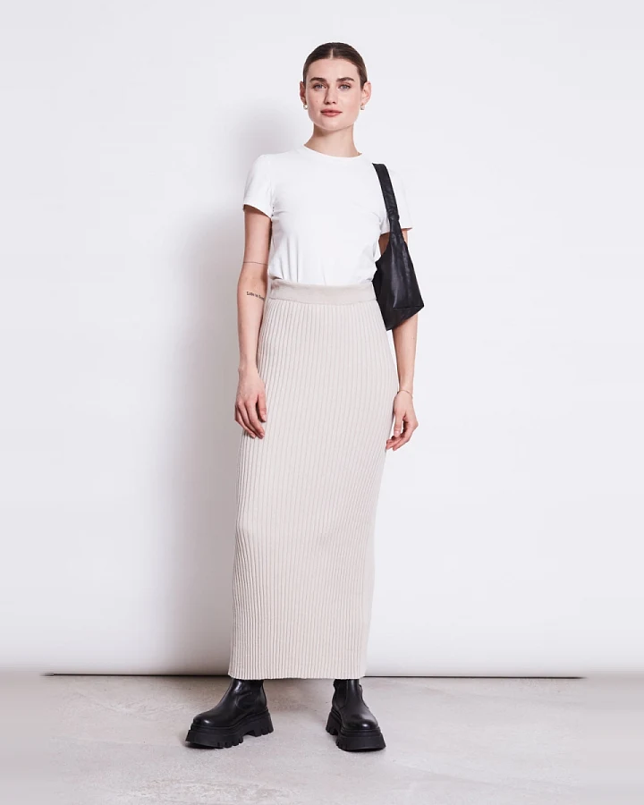 JAN 'N JUNE Damen vegan Strickrock Ebba Elfenbein