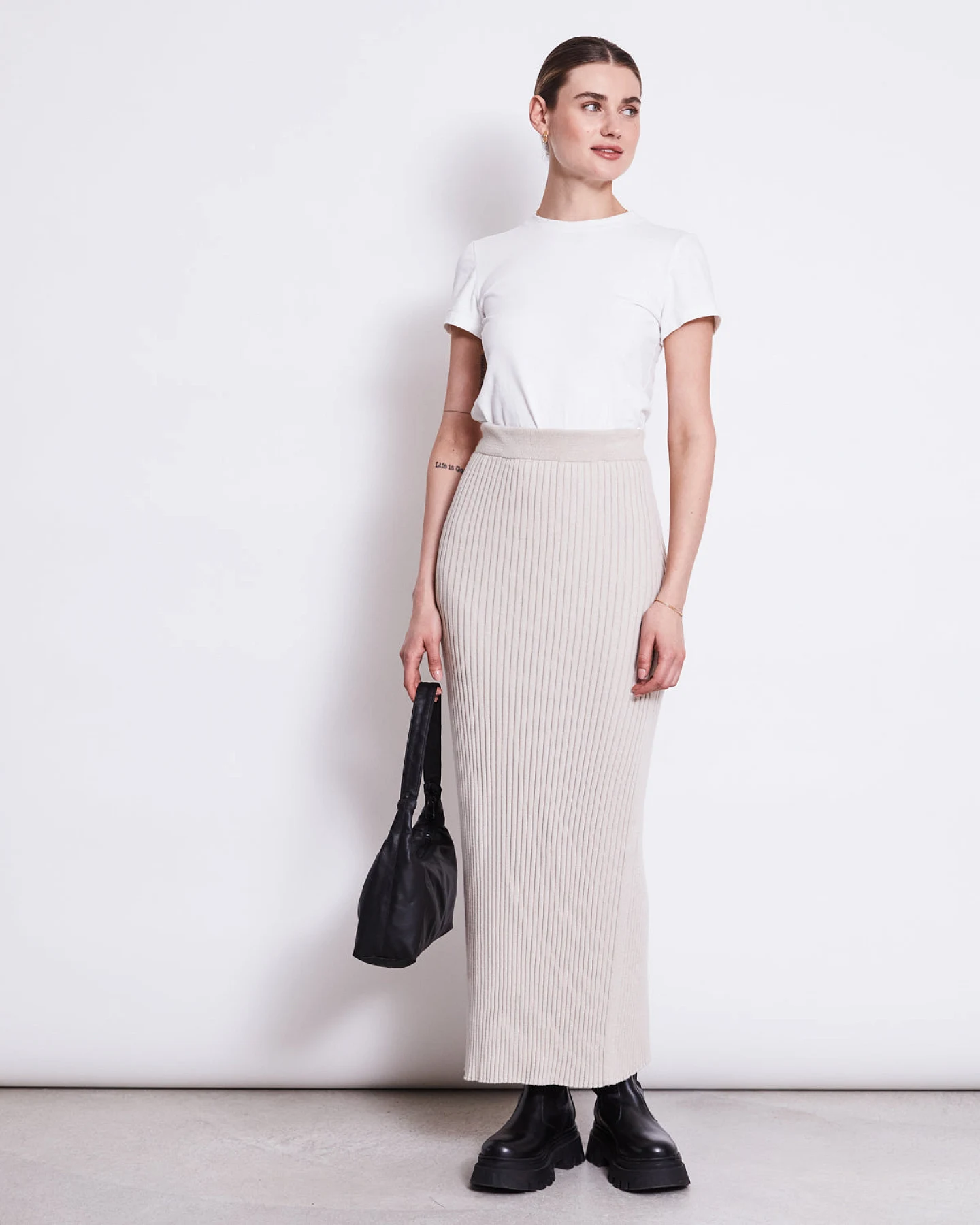 JAN 'N JUNE Damen vegan Strickrock Ebba Elfenbein – Ansicht 2