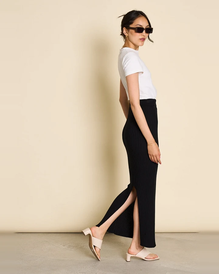 JAN 'N JUNE Damen vegan Strickrock Ebba Schwarz