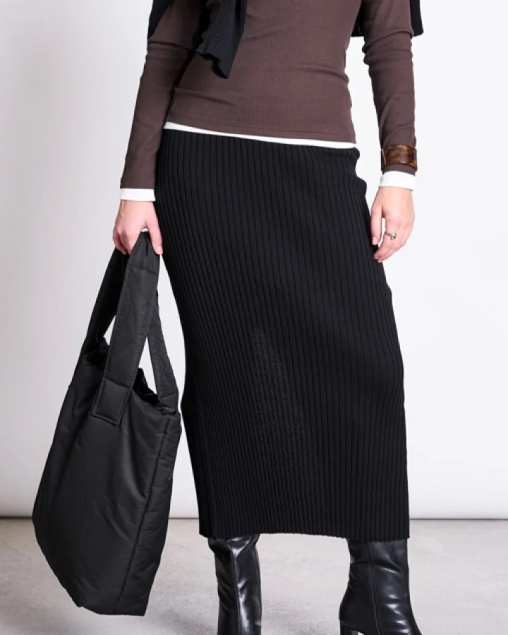 JAN 'N JUNE Damen vegan Strickrock Ebba Schwarz