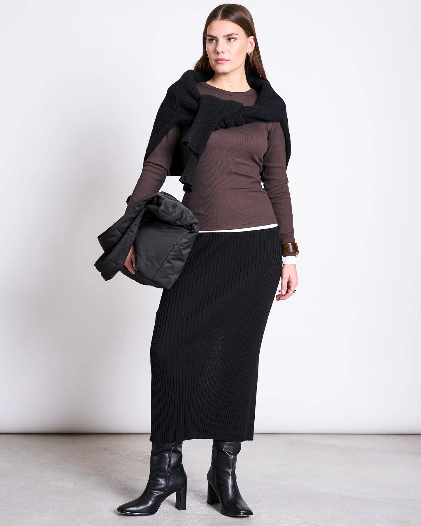 JAN 'N JUNE Damen vegan Strickrock Ebba Schwarz – Ansicht 2